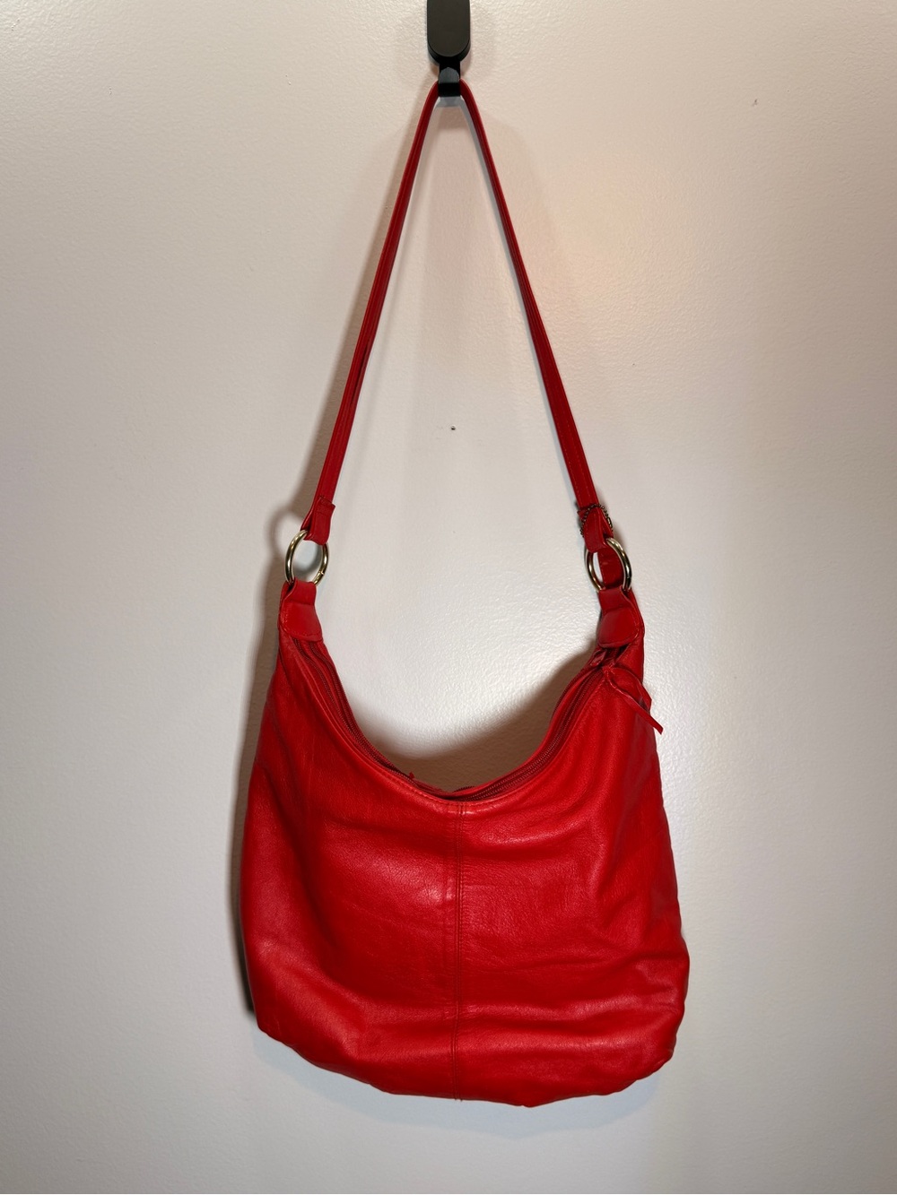 Jacqueline Ferrar Vintage Red Leather Shoulder Hobo Bag